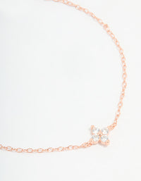 Rose Gold Plated Sterling Silver Cubic Zirconia Tiny Flower Bracelet - link has visual effect only