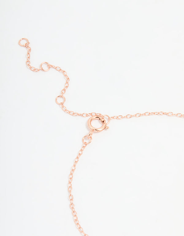 Rose Gold Plated Sterling Silver Cubic Zirconia Tiny Flower Bracelet