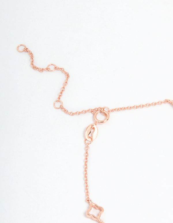 Rose Gold Plated Sterling Silver Flower Statement Bracelet