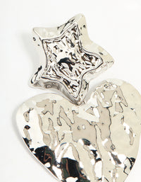 Silver Hammered Star & Heart Drop Earrings - link has visual effect only