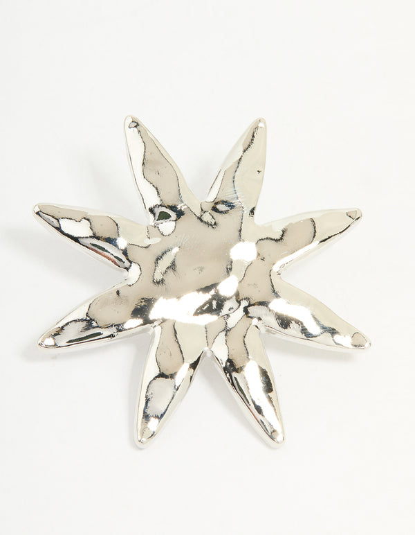 Silver Hammered Star Stud Earrings
