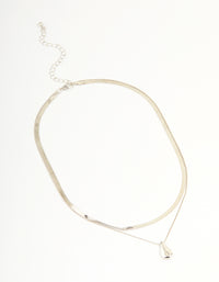 Silver Snake Chain & Organic Pendant Double Layered Necklace - link has visual effect only