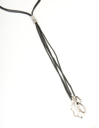 Antique Silver Cord Tassel Necklace & Earrings Set - link has visual effect only