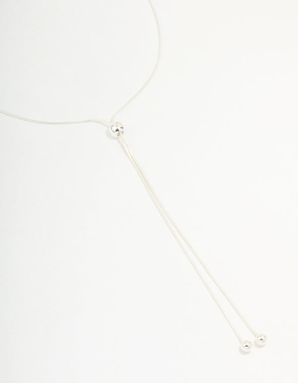 Silver Ball Zipper Lariat Necklace