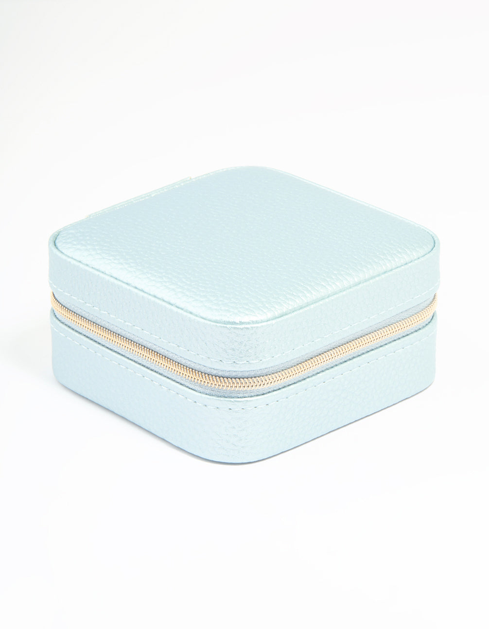 Metallic PU Leather Pebbled Square Jewellery Box