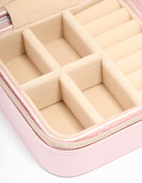 Metallic Pink PU Leather Pebbled Square Jewellery Case - link has visual effect only
