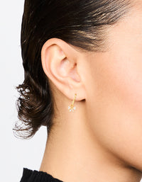 Gold Plated Sterling Silver Cubic Zirconia Bow Huggie Earrings - link has visual effect only