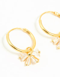 Gold Plated Sterling Silver Cubic Zirconia Bow Huggie Earrings - link has visual effect only