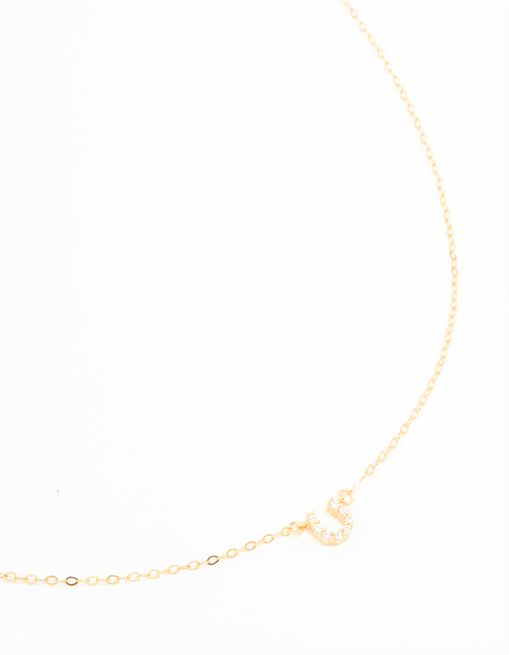 Gold Plated Sterling Silver Cubic Zirconia Horseshoe Necklace