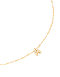 Gold Plated Sterling Silver Cubic Zirconia Pavé Letter A Necklace - link has visual effect only