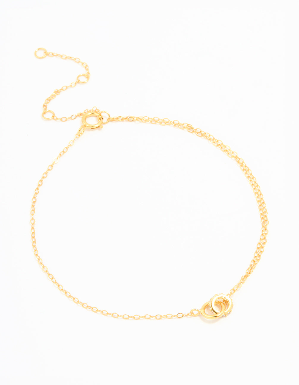 Gold Plated Sterling Silver Tiny Linked Hoops Bracelet