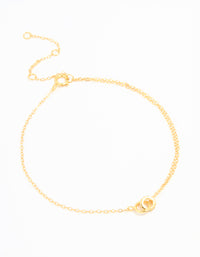 Gold Plated Sterling Silver Tiny Linked Hoops Bracelet - link has visual effect only