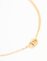 Gold Plated Sterling Silver Tiny Linked Hoops Bracelet - link has visual effect only