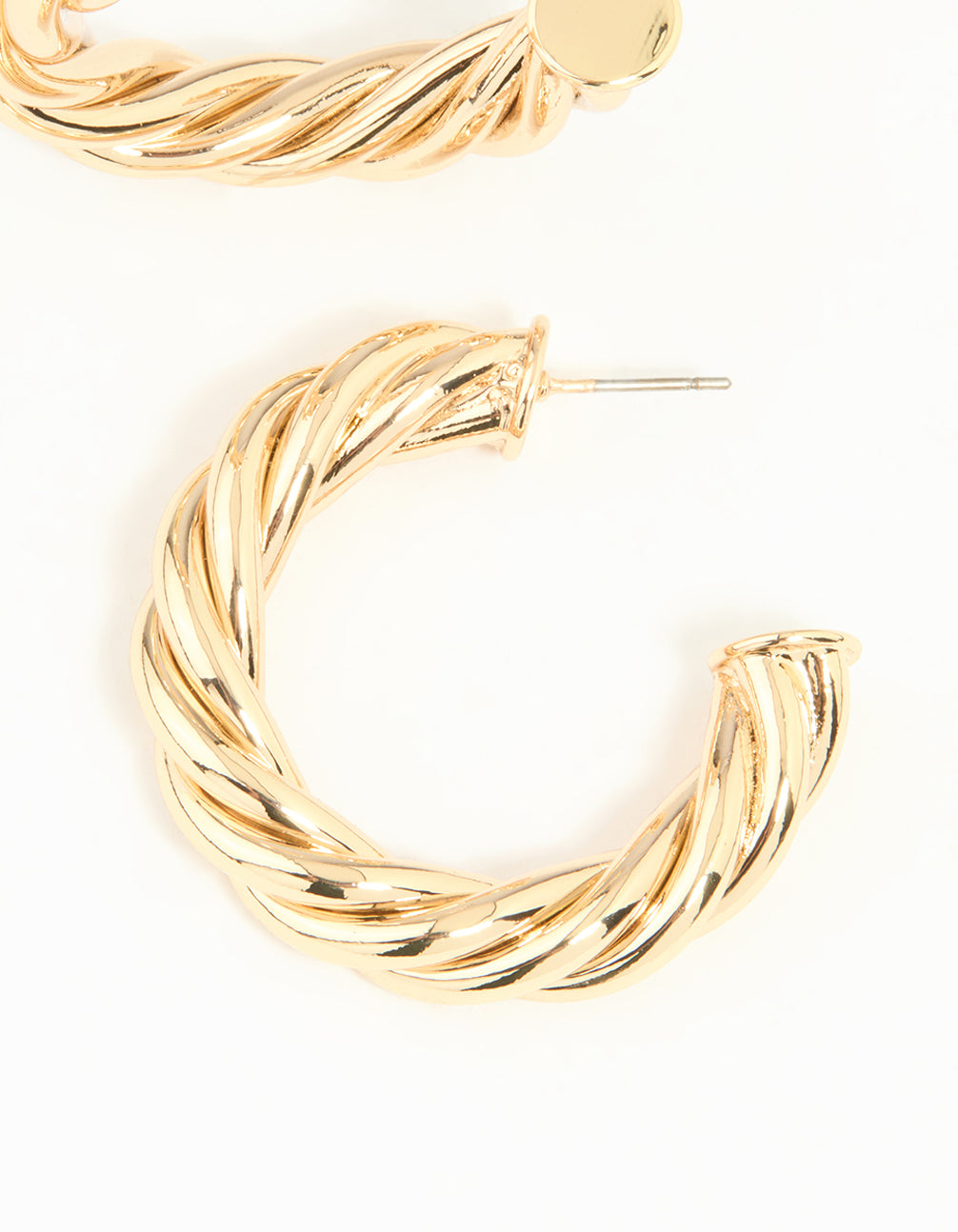 Worn Gold Twisted Thick Hoop Earrings