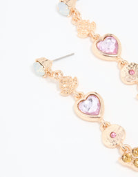 Gold Diamante Multi Shaped Long Drop Earrings - link has visual effect only