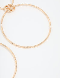 Antique Gold Large Circle Link Drop Earrings - link has visual effect only