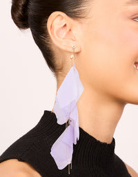 Gold Purple Fabric Petal Drop Earrings - link has visual effect only