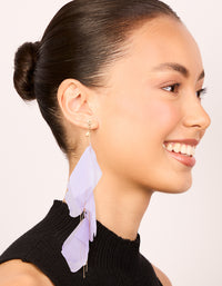 Gold Purple Fabric Petal Drop Earrings - link has visual effect only