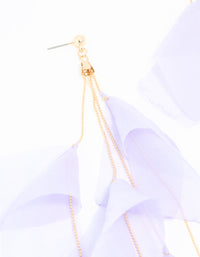 Gold Purple Fabric Petal Drop Earrings - link has visual effect only