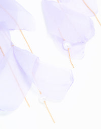 Gold Purple Fabric Petal Drop Earrings - link has visual effect only