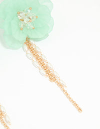 Gold Blue Flower Chain Drop Earrings - link has visual effect only
