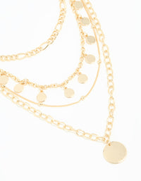 Gold Disc Charm Layered Necklace - link has visual effect only