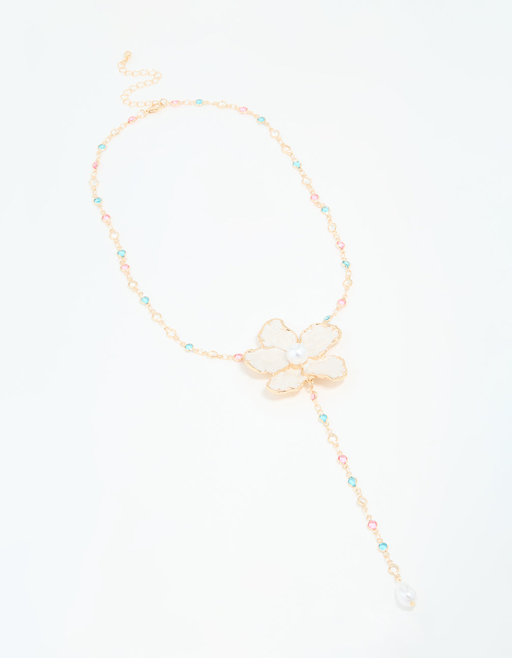 Gold Pearlised Flower Necklace