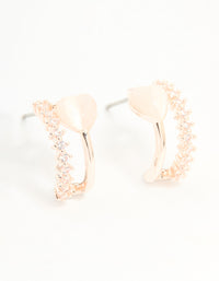 Rose Gold Plated Cubic Zirconia Double Heart Hoop Earrings - link has visual effect only
