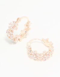 Rose Gold Plated Cubic Zirconia Flower Hoop Earrings - link has visual effect only