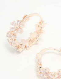 Rose Gold Plated Cubic Zirconia Flower Hoop Earrings - link has visual effect only