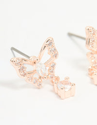 Rose Gold Plated Cubic Zirconia Butterfly Teardrop Earrings - link has visual effect only