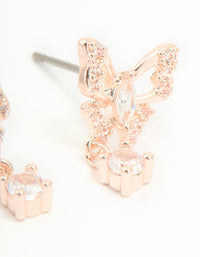 Rose Gold Plated Cubic Zirconia Butterfly Teardrop Earrings - link has visual effect only