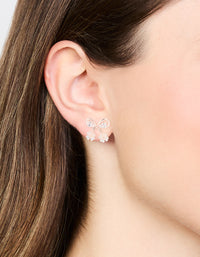 Rose Gold Plated Cubic Zirconia Bow Stud Earrings - link has visual effect only