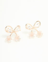 Rose Gold Plated Cubic Zirconia Bow Stud Earrings - link has visual effect only