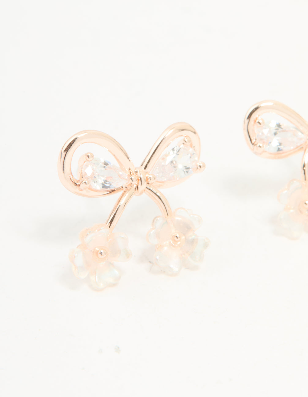 Rose Gold Plated Cubic Zirconia Bow Stud Earrings