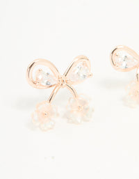 Rose Gold Plated Cubic Zirconia Bow Stud Earrings - link has visual effect only