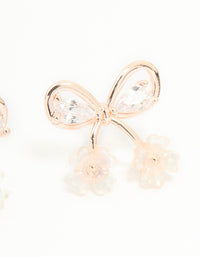 Rose Gold Plated Cubic Zirconia Bow Stud Earrings - link has visual effect only