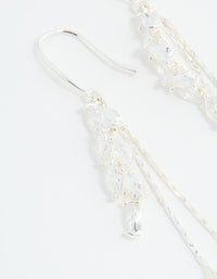 Silver Plated Cubic Zirconia Pearl Leaf Drop Hook Earrings - link has visual effect only