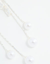 Silver Plated Cubic Zirconia Pearl Leaf Drop Hook Earrings - link has visual effect only