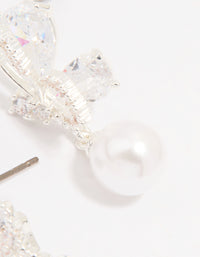 Silver Plated Cubic Zirconia Pearl Butterfly Drop Earrings - link has visual effect only