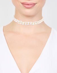 Gold Plated Pearl Choker Necklace - link has visual effect only