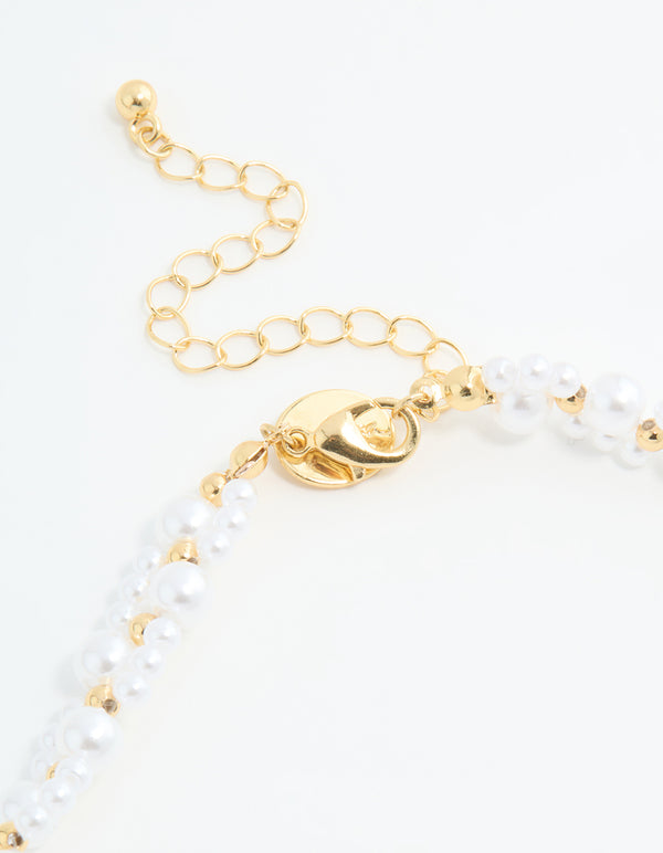 Gold Plated Pearl Choker Necklace