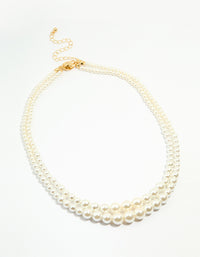 Gold Plated Pearl Layered Choker Necklace - link has visual effect only