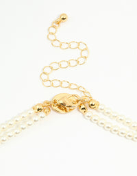 Gold Plated Pearl Layered Choker Necklace - link has visual effect only