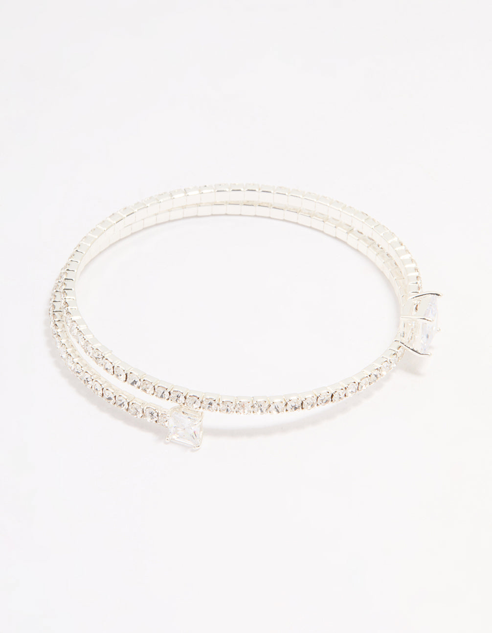 Silver Plated Cubic Zirconia Layered Bangle