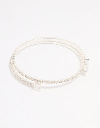 Silver Plated Cubic Zirconia Layered Bangle - link has visual effect only