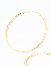 Gold Textured Large Hoop Earrings - link has visual effect only