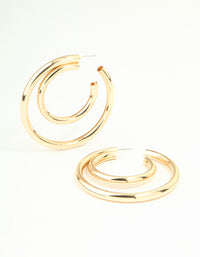 Gold Double Inner Hoop Earrings - link has visual effect only