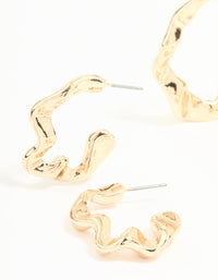 Gold Graduating Wavy Hoop Earrings 3-Pack - link has visual effect only