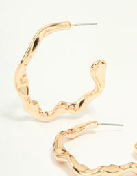Gold Graduating Wavy Hoop Earrings 3-Pack - link has visual effect only